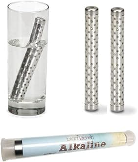 2 Pack Alkaline Water Stick Wand Naturally Raise pH 9.5 Adds Tourmaline, Maifan, Muyu, Far Infrared Stone Reduces ORP Hydration Reusable Portable Make Your Own Mineral Ion Detox Makes 100 gallons