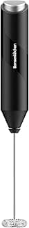 Bonsenkitchen Powerful Milk Frother for Coffee, Fast Handheld Drink Mixer with Stainless Steel Whisk, Battery Operated Hand Frother Stirrer Wand-Black