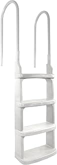Easy Incline White Pool Deck Ladder for 48 to 54 Inch Above Ground Pools
