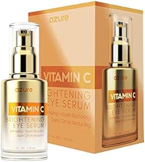 AZURE Vitamin C Brightening Eye Serum - Moisturizing, Anti Aging & Refreshing | Reduces Wrinkles, Fine Lines & Under Eye Bags | Minimizes Puffiness & Dark Circles | Made in Korea - 30mL