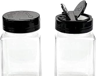 Vasukie Salt & Pepper Square Glass Spice Jar with Black Sifter Two Sided Sifter Cap,Masala jar Spice Container (Each Bottle 120ml)(14 Piece)