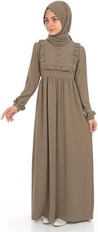 Muslim Closet® Abaya for Young Girls Age Below 14 Years | Kids Abaya with Ruffled Design over chest | Baby Girl Burqa Design (MC-KRFL001)