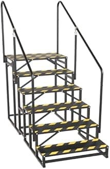 RV Steps with Handrail, Hot Tub Steps with Handrail, Portable Stairs Steps for 5th Wheel RV, Mobile Home Stairs Outdoor RV Step (6 Steps with 2 Handrails)