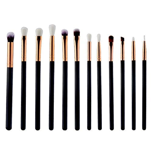 Start 12 pcs/Sets Makeup Brush Set for Eye Shadow Foundation Eyebrow Lip (Black 4)