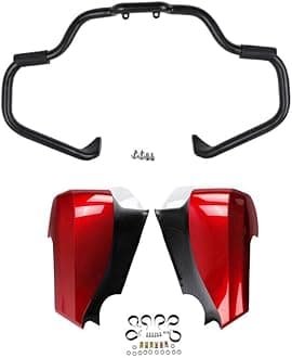 TCT-MOTORPARTS Mustache Engine Guard Highway Crash Bar+ Red Lower Fairing Fit for Indian Roadmaster 2023-2025 Chieftain Classic Springfield Limited