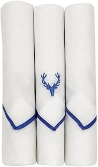 Men's Handkerchief - Pack of 3 (White Royal Blue)