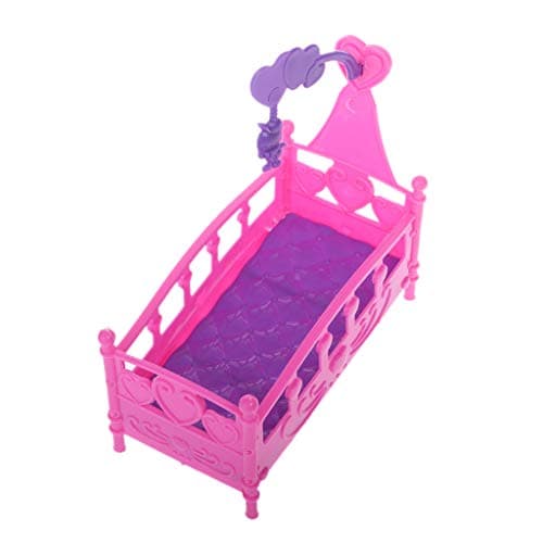 Fmingdou Rocking Cradle Bed Doll House Toy Furniture for Kelly Barbie Doll Accessories Girls Toy Gift