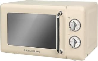 Russell Hobbs RHRETMM705C 17 L 700 W Cream Compact Retro Solo Manual Microwave with 5 Power Levels, Timer, Defrost Setting, Easy Clean