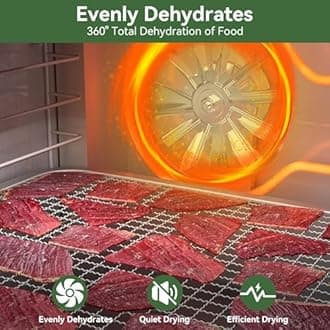12-Tray Food Dehydrator – 600W Adjustable Temperature (86℉-194℉) & Digital Timer, Quiet Operation, Ideal for Jerky, Fruits, Vegetables, Dog Treats, and Healthy Snacks – Includes Recipe Guide