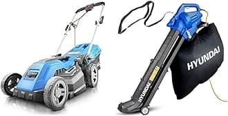 Hyundai 15" / 38cm Corded Electric 1600w/230v Roller Mulching Lawnmower & Leaf Blower, Garden Vacuum & Mulcher with Large 45 Litre Collection Bag, 12m Cable, 62-170mph Variable Airspeed