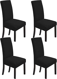 NORTHERN BROTHERS Chair Covers for Dining Room Set of 4, Parson Chair Slipcovers, Stretch Dining Seat Covers, Kitchen Chair Covers, Covers for Chairs, Black