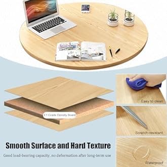 SUZEPER Round Kitchen Dining Table Set for 4, Space Saving Table and Chairs Set with Thick Tabletop 4 Upholstered Chairs, Dinning Room Modern Casual Coffee Table Set(D 31.5inch/80cm, Dark greyA)