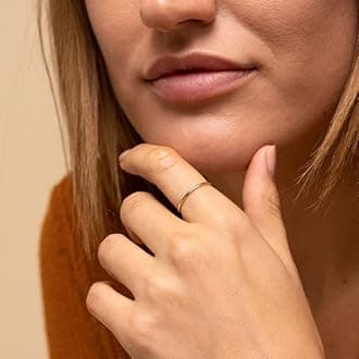 NOKMIT 1mm 14K Gold Filled Rings Stacking Rings for Women Stackable Thin Band Knuckle Finger Stacking Plain Ring Comfort Fit Size 5 to 10