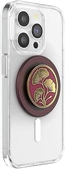 PopSockets Phone Grip for MagSafe with Kickstand, Magnetic Stand, Swappable Top, Secure Hold for iPhone MagSafe Cases, Phone & Tablet Grip, Cute PopSockets - Enamel Ginkgo Oxblood