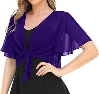 Women's Solid Puff Sleeve Kimono Short Cardigan Loose Cover Up Casual Blouse Top Chiffon