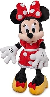 Official Minnie Mouse Red Dress Medium Soft Toy for Kids, Cuddly Character with Fuzzy Texture and Embroidered Details, Disney Plushy Suitable for All Ages.