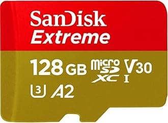 SanDisk Extreme microSD UHS I Card 128GB to 4K Video for Smartphones, Cameras & Drones 190MB/s Reading, 90MB/s Write