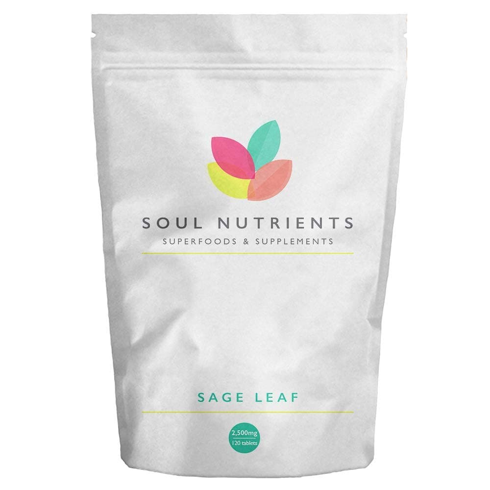 Sage Leaf Tablets 2500mg -120 High Strength Tablets Popular Supplement for Menopausal Symptoms Reduce Hot Flushes and Night Sweats - Herbal HRT