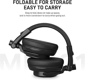 MAONO AU-MH601 Monitor Headphones, Wired Over-Ear Headphones, DJ Headphones, Sealed Type, Sound Insulation, Foldable, 2.0 inch (50 mm) Diameter Driver, 0.14 inch (3.5 mm) / 0.25 inch (6.35 mm) Plug,