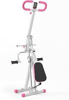 Deep Squat Machine for Women Home, Squat Ride / Rowing Machine with Adjustable Resistance, Foldable Exercise Equipment, Glute & Leg Cardio Workout Machine (Pink)