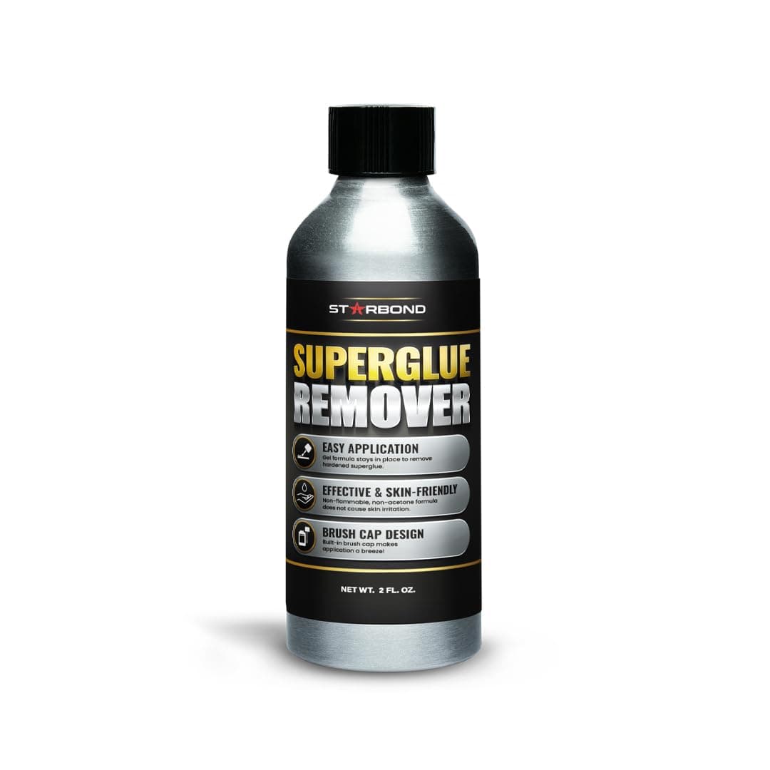 Starbond Super Glue Remover, Dissolves Adhesive, CA Glue Debonder, Easy Brush Cap Applicator, 2 oz