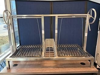 Double Santa Maria Grill Built in BBQ Cooking Grill with brasero -Argentine Barbecue V grate adjustable height