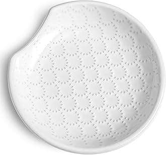 LE TAUCICeramic Spoon Rest for Counter, Coffee Spoon Holder, Stove Top Protection, Kitchen Decor, Accessories for Countertop - 4.8 inch, Set of 1,White, Fireworks