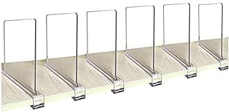 CY craft Acrylic Shelf Divider,Wood Shelf Dividers,Clear Closet Shelf Separators Clothing Organizer Perfect for Bedroom Shelving Organization and Kitchen Cabinet Shelf Storage,6 PCS