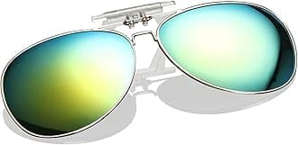 SummitLink Clip on Flip up Sunglasses Over Reading Glasses Green Color Polarized Invisible Transparent Clip Sunglasses Lenses