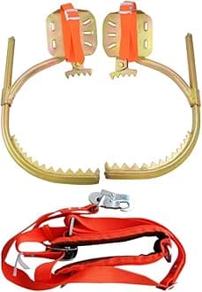 Tree Climbing Spikes, Adjustable Non-Slip Pole Climbing Gear with Safety Harness, Electrician Wooden Pole Foot Buckle for Hunting Observation, Picking Fruit