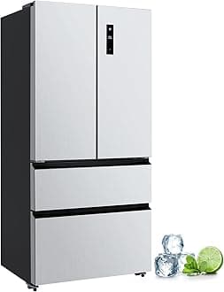 GarveeHome 18.75 Cu.Ft French Door Refrigerator, 33 in Large Capacity Kitchen Refrigerator Full Size Bottom Freezer With 2 Freezer Drawers 2 Doors Adjustable Shelves Automatic Defrost