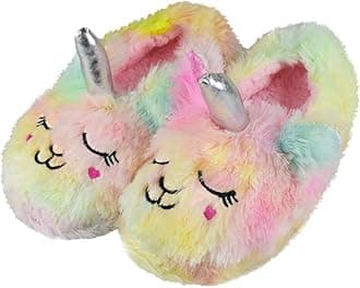 TirzrroGirls/Kids Cute Unicorn Slippers with Warm Plush Fleece House Slip-on Shoes