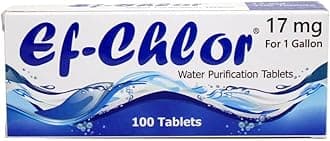 Ef-Chlor 17mg Water Purification Tablets (100 Tablets) – Effective Water Treatment for 3-4L, Ideal for Camping, Hiking, Backpacking, Travel, Survival, Emergency Preparedness, and Outdoor Exploration
