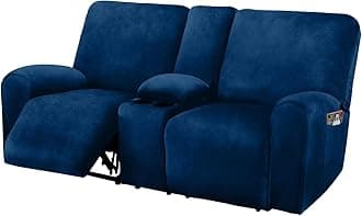 ULTICOR Reclining Love Seat with Middle Console Slipcover, 8-Piece Velvet Stretch Loveseat Reclining Sofa Covers, 2 seat Loveseat Recliner Cover, Thick, Soft, Washable, Loveseat Slipcovers (Navy)