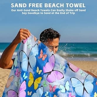 Tropical Butterflies Beach Towel,Extra Large Microfiber Beach Towel,Lightweight Absorbent Quick Dry Sand Resistant Thin Swim Towel for Travel Seaside Camping,29.5” X 59”