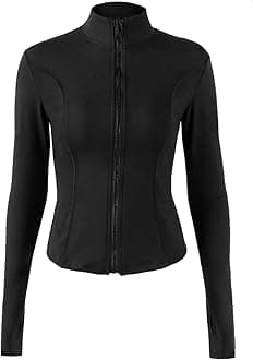 Locachy Women's Slim Fit Full Zip Athletic Running Sports Workout Jacket with Thumb Holes