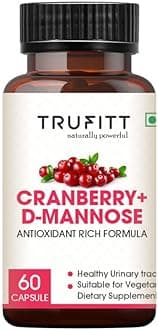 - Trufitt Cranberry + D-Mannose Antioxidant For Kidney Health & Urinary Tract Health Support - 60 Capsules