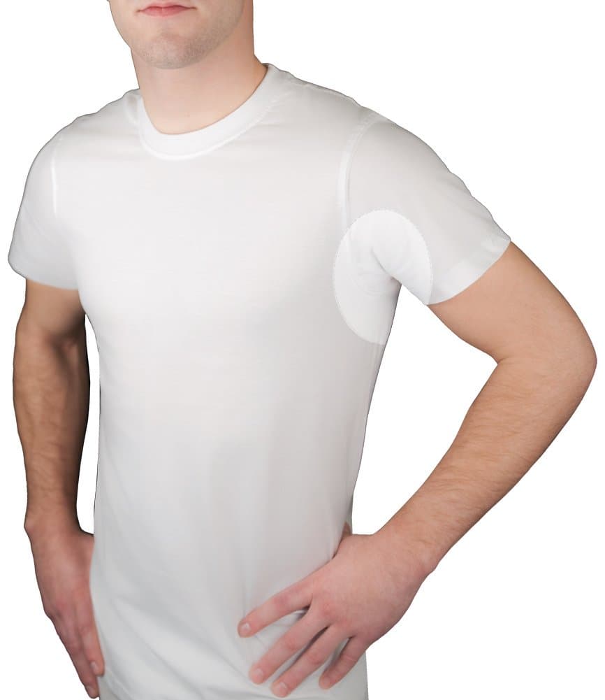 Crew Neck Undershirt: Maximum Armpit Sweat Proof Dress Shields (Medium)