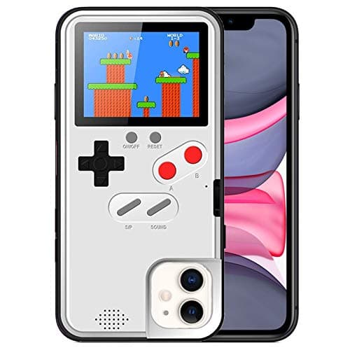 Gameboy Case for iPhone 11 Pro, Chu9 Retro 3D Shockproof Playable Game Cover Case with 36 Classic Games, Handheld Color Screen Video Game Console Case for iPhone (White, iPhone 11 Pro)