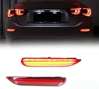 GTINTHEBOX 3D Optic Red LED Rear Bumper Reflector Brake Tail Lights w/Sequential Turn Signal Lamps, Strobe Brake Lighting Kit For Infiniti Q50 QX56 QX60 Nissan Pathfinder Rogue