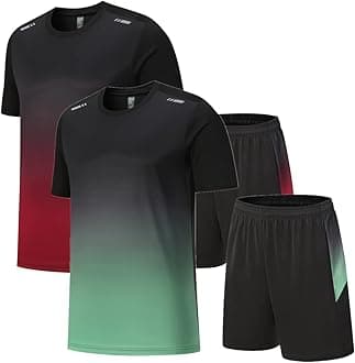 OPALOSMen Active Quick Dry Crew Neck T Shirts and Shorts Set Athletic Running Gym Workout Short