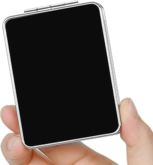 Pocket Mirror, Small Travel Mirror with Magnification, Portable Double-Sided Magnifying Cosmetic Mirror for Daily (Black)