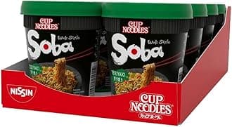 NISSIN Cup Noodles Soba Wok Style Teriyaki Flavoured Instant Noodles, 90 g Pot (Pack of 8)