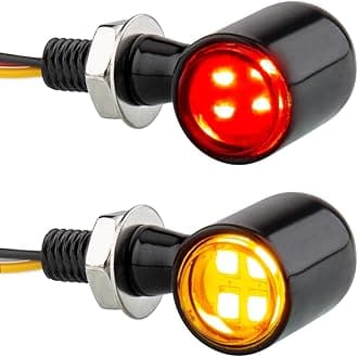 Motorcycle LED Mini Blinkers Small Turn Signals Light Micro Front Rear Indicator Compatible with Harley Davidson Honda Triumph Cruiser Choppers Street Bike (Clear-Red&Amber)