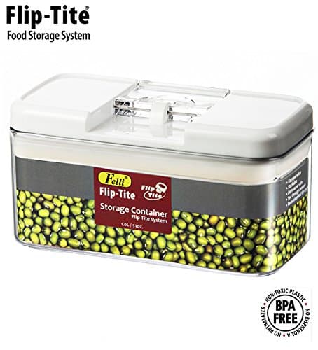 (Functional Storage Container) Flip-tite, 4"x 8" X4" , 1.0l /33oz, Stackable. Amazing Space Saving Rectangle Canister. Bring everyday glamour into your kitchen table.