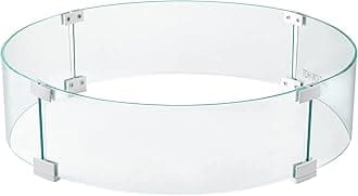 VEVOR Fire Pit Wind Guard, 26 x 26 x 6 Inch Glass Flame Guard, Round Glass Shield, 1/4-Inch Thick Fire Table, Clear Tempered Glass Flame Guard, Aluminum Alloy Feet for Propane, Gas, Outdoor