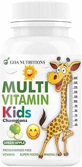 Multivitamin For Kids With Vitamin C, A, D (As D3), E, Zinc Supplements To Support Immunity Booster, Health Growth, And Development-60 Chewable Tablets (No Gummy/Gummies Pack1)