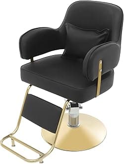 Barber Chair Salon Chair for Hair Stylist with Heavy Duty Hydraulic Pump Height Adjustable 33.86-37.8inch & 360 Degrees Rotation Styling Chair for Salon Barbershop,Black