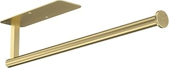 ASTOFLI Brushed Gold Paper Towel Holder - Wall Mount, Self Adhesive, Under Cabinet No Drilling - Brushed Brass for RV, Kitchen Decor