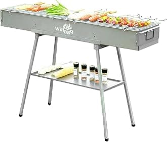 WILLBBQ Charcoal Grills Commercial Quality Portable Hibachi BBQ Lamb Skewer Folded Camping Barbecue Grill for Backyard Outdoor Cooking Use(39.4x10.3x5.1 inch) - The Perfect Gifts for Grill Lovers